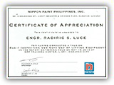 CERTIFICATE OF APPRECIATION
